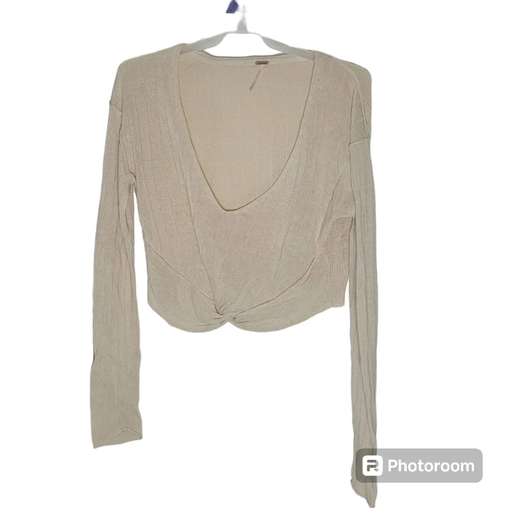 Women's Free People Knotted Crop Sweater - Size S - Beige